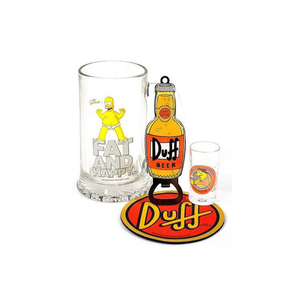 Simpsons Men's Beer Gift Set: Beer Glass, Shot Glass, Coaster, Opener EX DISPLAY