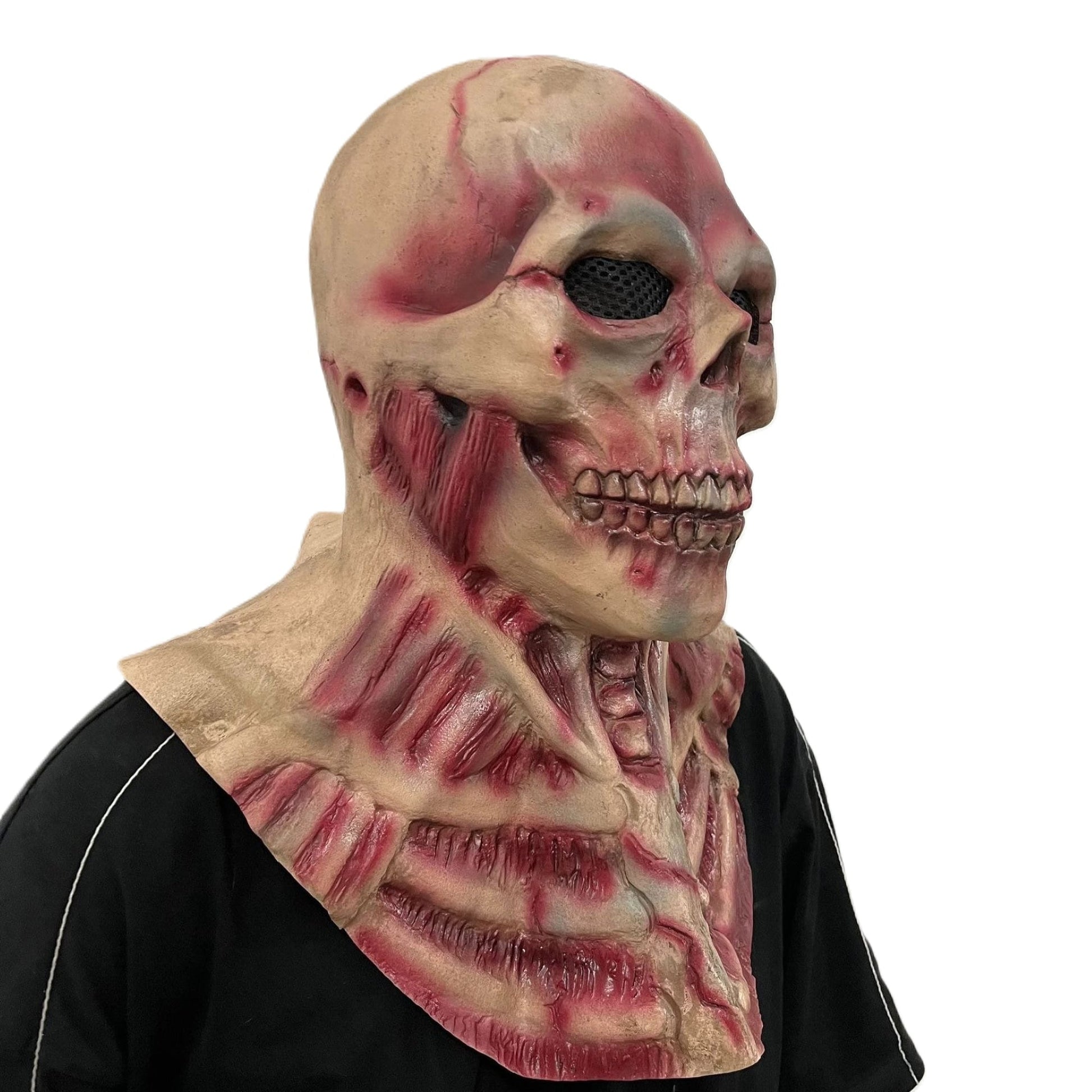Skeleton Flesh Latex Mask Halloween Cosplay Fancy Dress Horror - NEXTLEVELUK