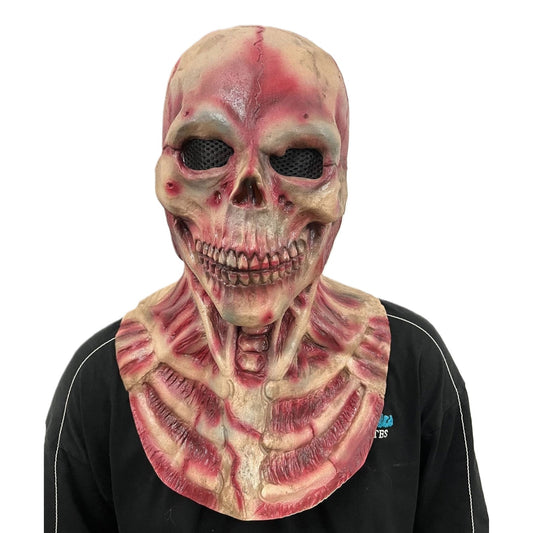 Skeleton Flesh Latex Mask Halloween Cosplay Fancy Dress Horror - NEXTLEVELUK