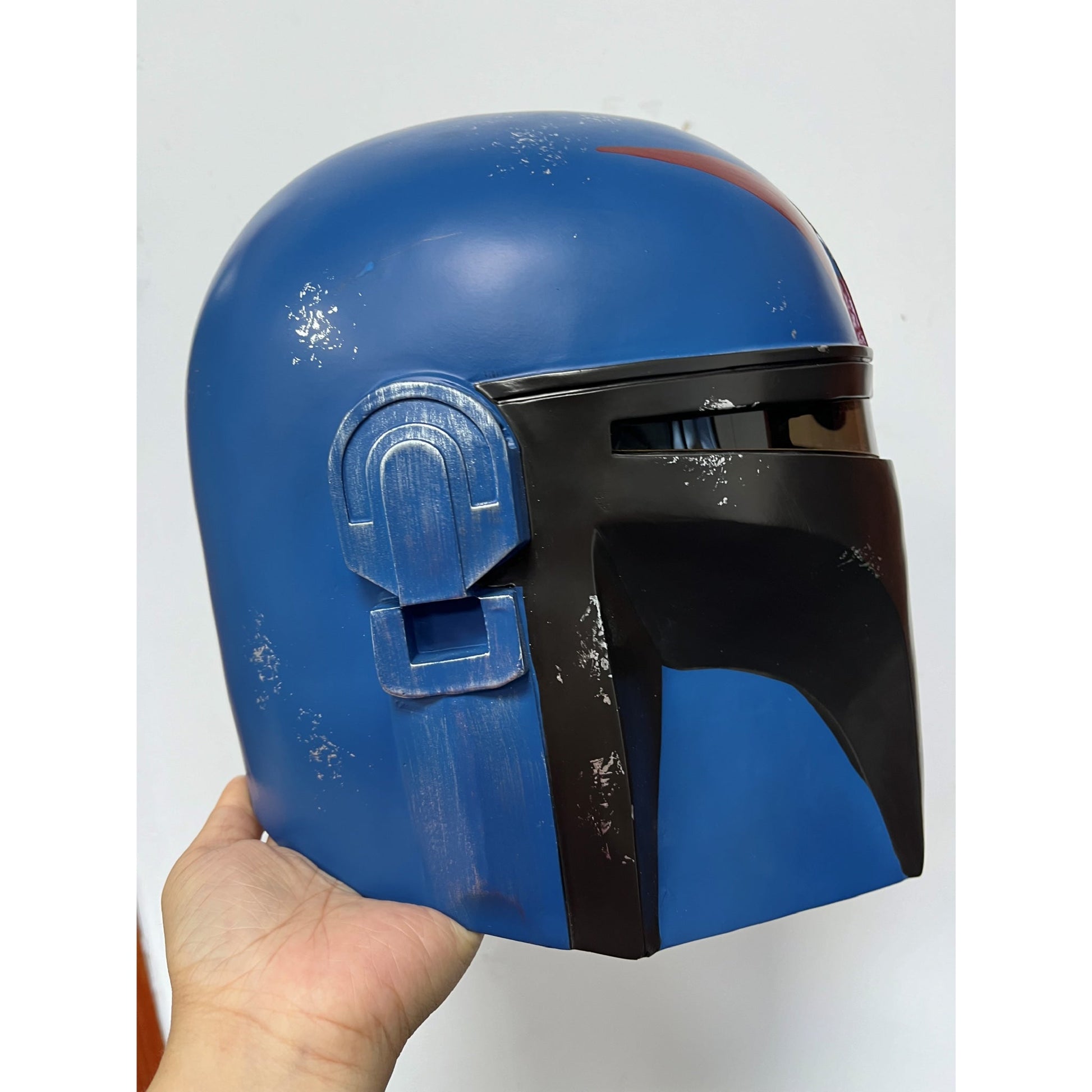 Star Wars Blue Mandalorian Commmander Trooper PVC Helmet - NEXTLEVELUK