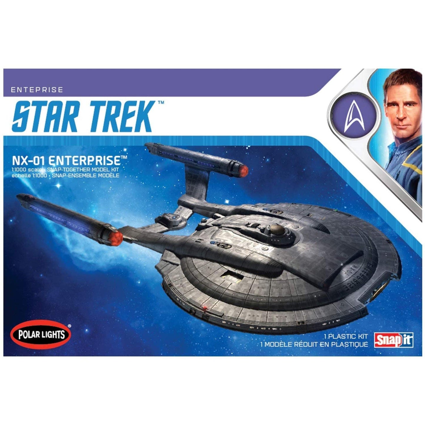 Polar Lights 1:1000 Star Trek NX-01 Enterprise Snap Assembly Model Kit POL966M - NEXTLEVELUK