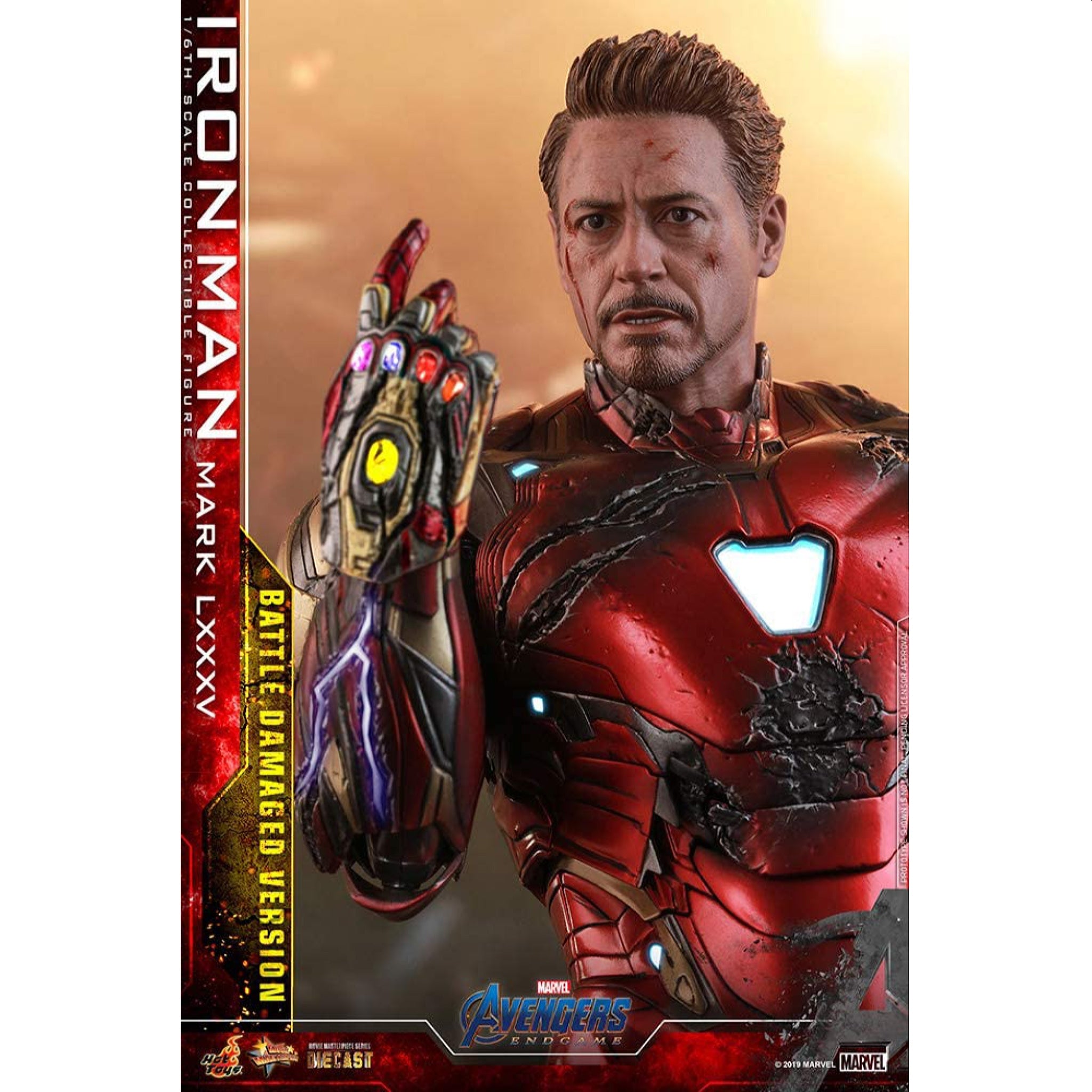 Hot Toys Avengers Endgame Movie Masterpiece Iron Man Mark LXXXV Battle Damaged Version Action Figure