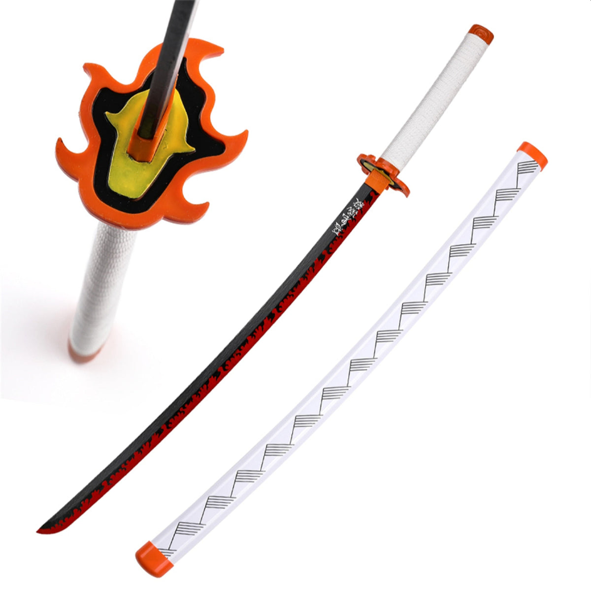 Demon Slayer Sword Kyojuro Rengoku Nichirin Blade Wooden Bamboo Cosplay Sword - NEXTLEVELUK