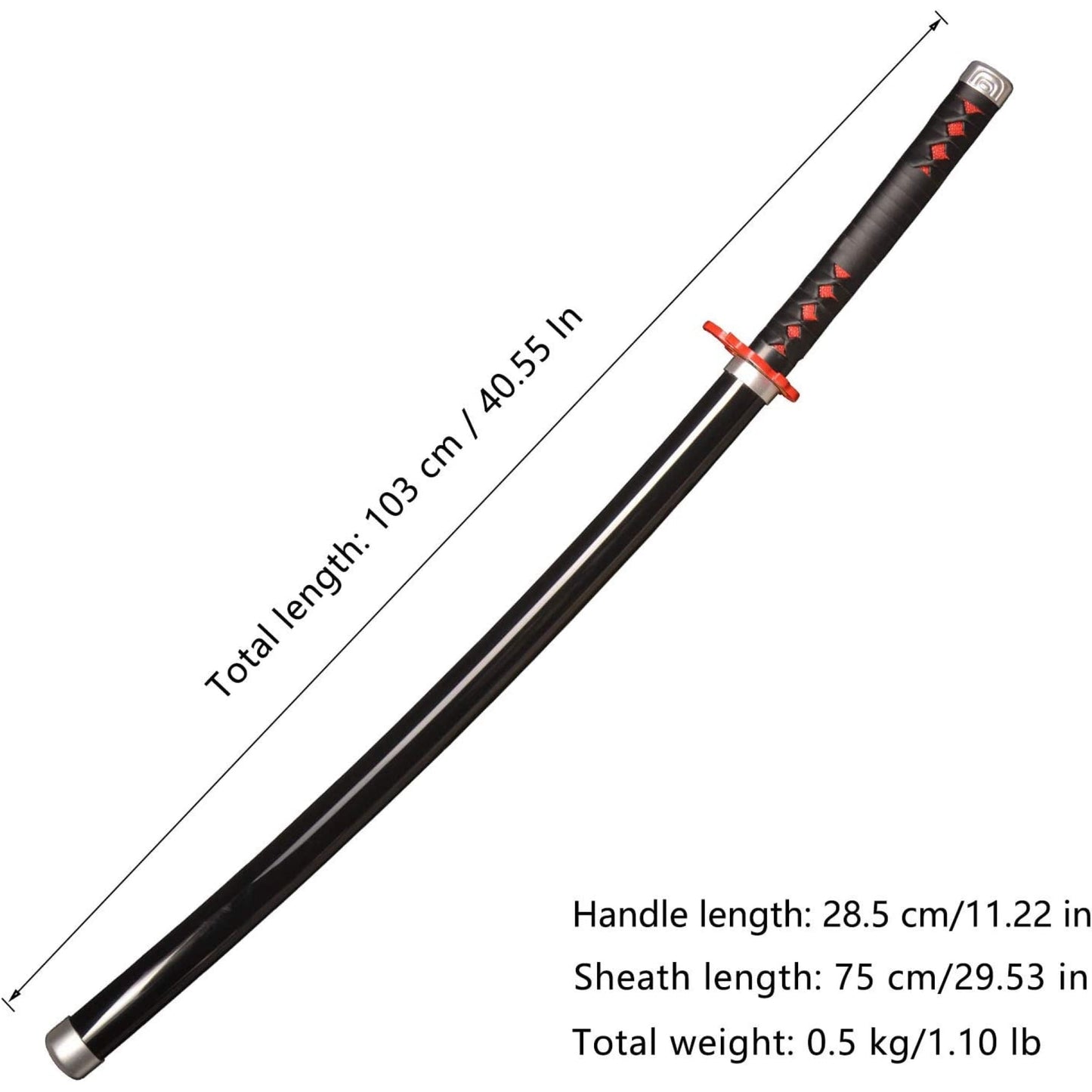 Demon Slayer Sword Tanjiro Rengoku Hilt Fire Breath Wooden Bamboo Cosplay Sword - NEXTLEVELUK
