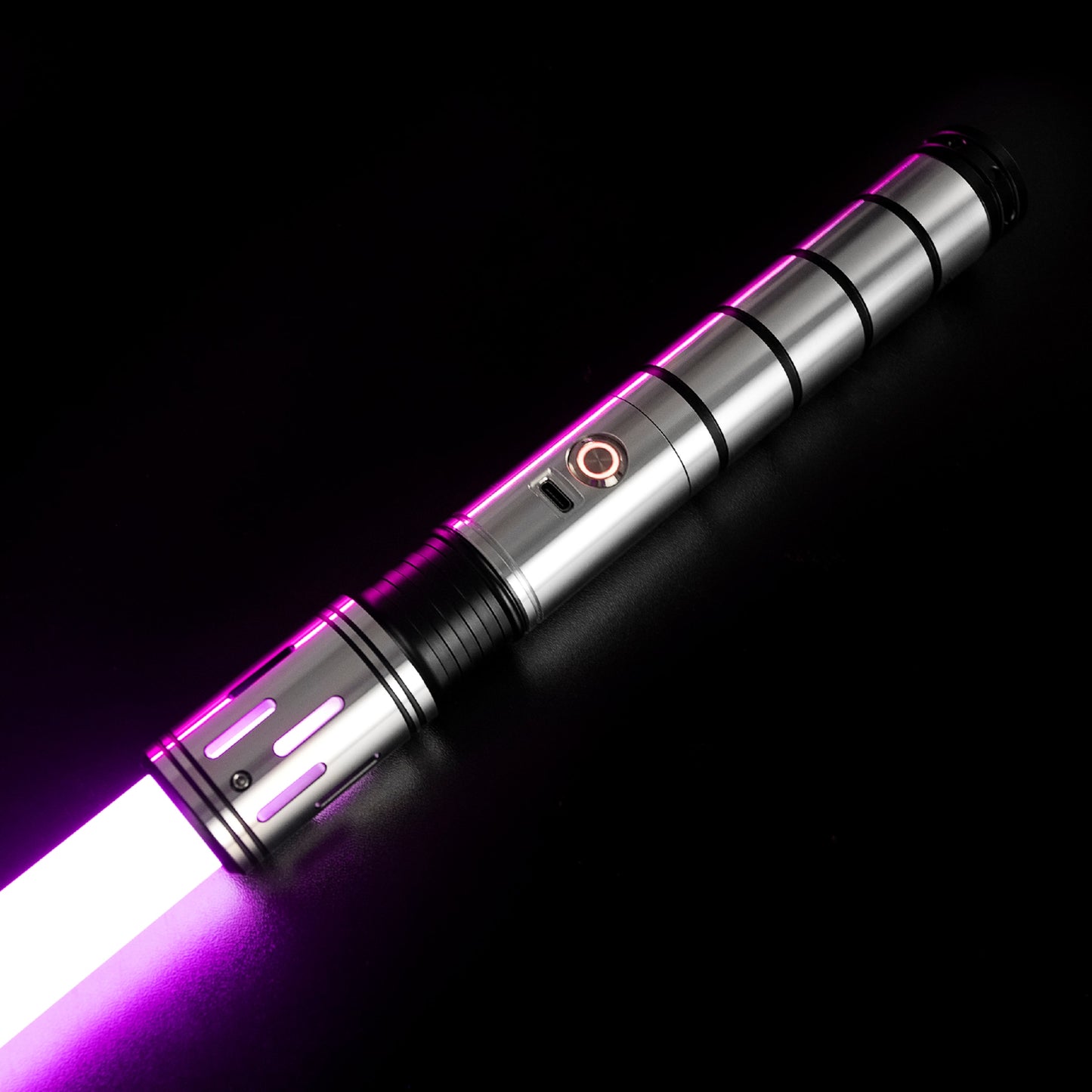 Star Wars Combat Lightsaber Baselit Model K1 Guardian FX RGB Silver & Black Replica (No 17 Base)