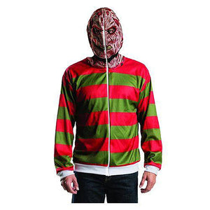 Nightmare On Elm Street Freddy Krueger Hooded Zip Up Hoodie Sweater Costume Top XS-S - NEXTLEVELUK