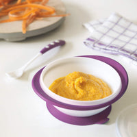NUK Learn to Eat Training Set Sippy Cup with Feeding Bowl and Spoons Purple - NEXTLEVELUK