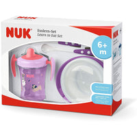 NUK Learn to Eat Training Set Sippy Cup with Feeding Bowl and Spoons Purple - NEXTLEVELUK