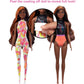 Barbie Color Reveal Tie Dye Peel! Totally Neon Fashions Doll with Orange-Streaked Brunette Hair and 25 Surprises
