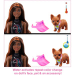 Barbie Color Reveal Tie Dye Peel! Totally Neon Fashions Doll with Orange-Streaked Brunette Hair and 25 Surprises