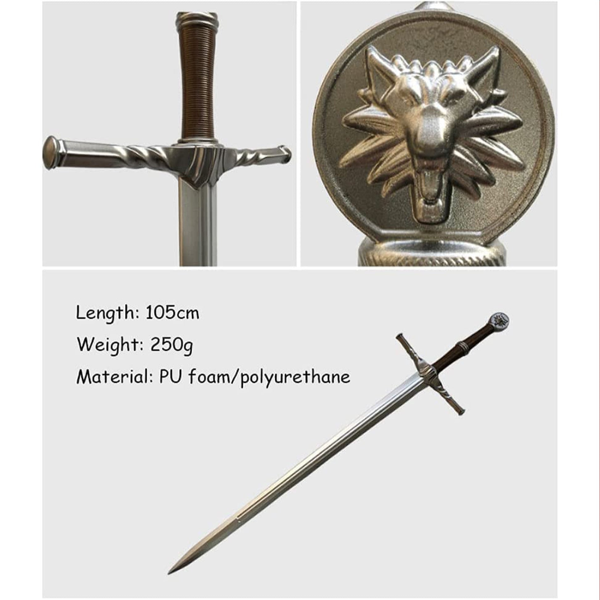 The Witcher 3 Wild Hunt Geralt of Rivia Sword Wolf Pommel PU Foam Replica - NEXTLEVELUK